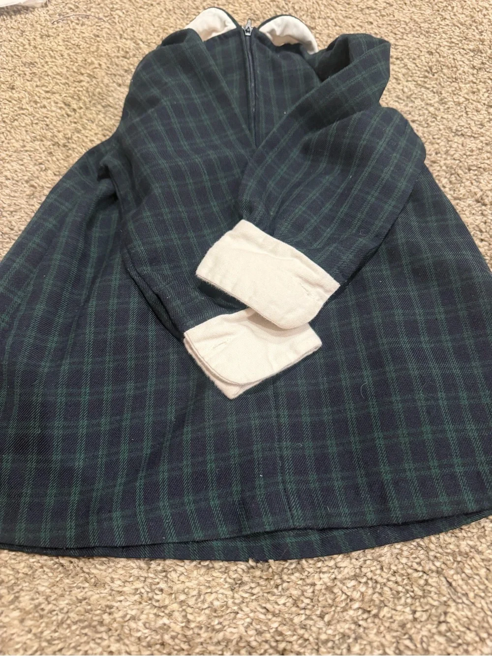 Vintage Little Bitty Toddler Dress Size 2t Long Sleeve Green Peter Pan Collar